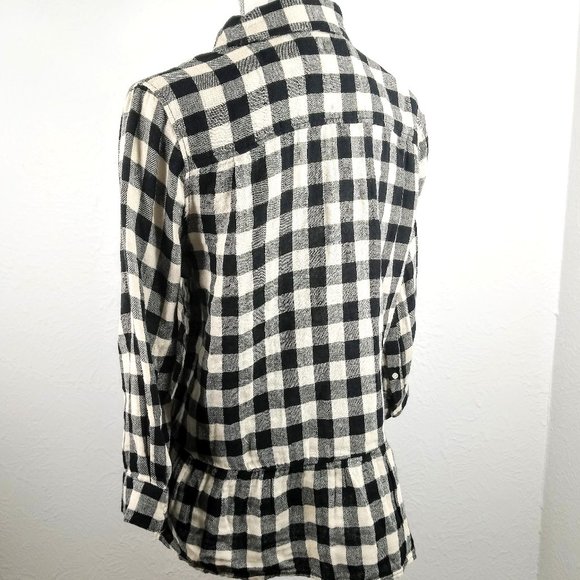 Trovata Chrissy Peplum Buffalo Check Shirt Size S - Picture 3 of 4
